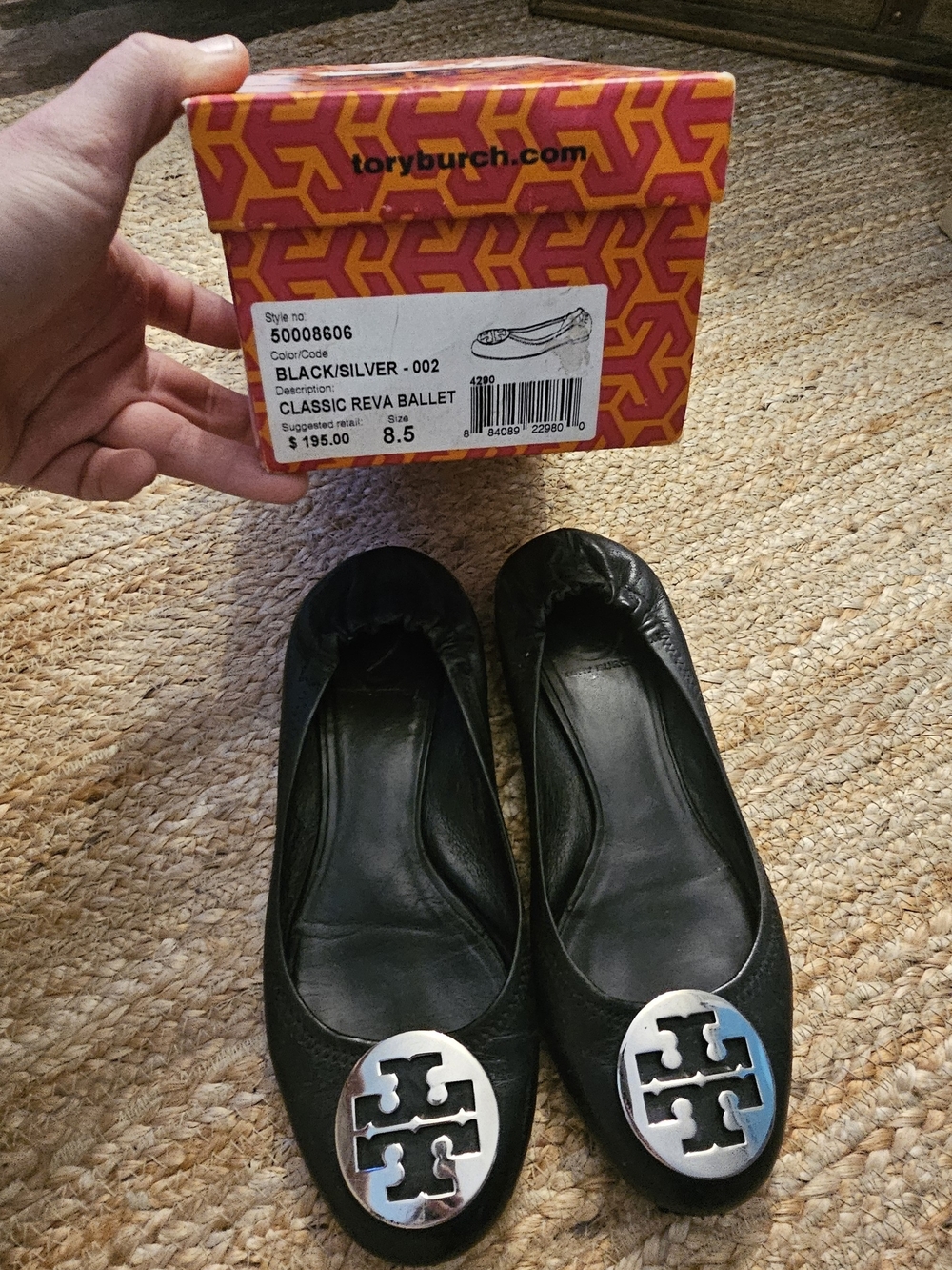 Tory Burch Classic Reva Ballet Flats in Black/Silver